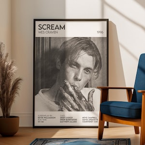 Scream Inspired Movie Poster: Cinema Horror Film Art Print, Pencil Sketch Style Design