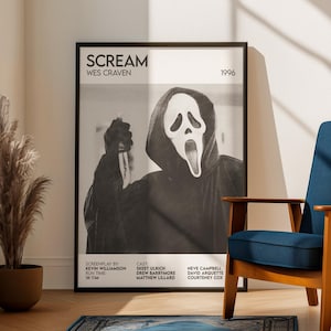 Scream Inspired Movie Poster: Cinema Horror Film Art Print, Pencil Sketch Style Design Ghostface