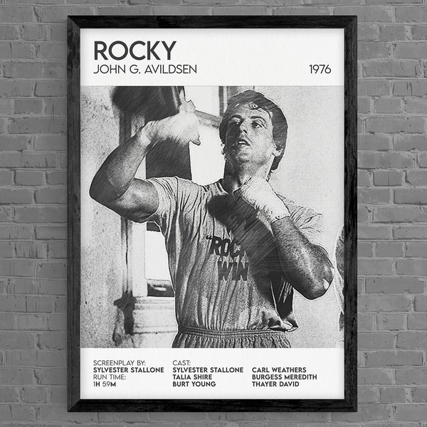 Rocky Inspired Premium Movie Film Poster Print Framed Original Design Sketch Effect Cinema Buff Heavyweight Textured Fine Art Paper