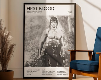 First Blood Movie Poster, Rambo 1982, Modernist Film Art Print