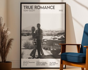 True Romance Inspired Movie Poster: Cinema Film Art Print, Pencil Sketch Style Design