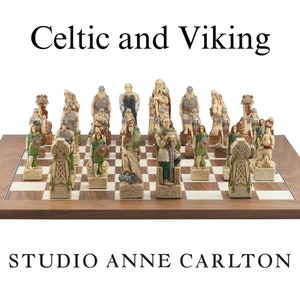 Premium Historical Themed Chess Pieces - Celtic VS Viking, Hand Painted - Made in Folkestone, England by Studio Anne Carlton