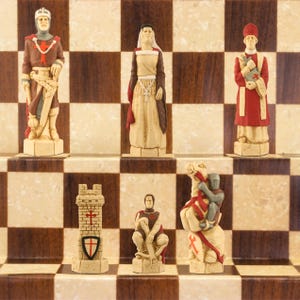 Jesmonite Hand Painted Chess Piece Set - Crusades