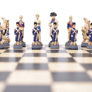 Premium Historical Themed Chess Pieces - Battle of Waterloo, Hand-Painted - Made in Folkestone, England by Studio Anne Carlton