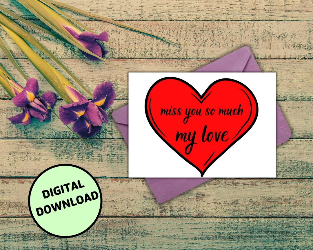 Printable Miss You Card Printable Love Card Miss You so Much - Etsy