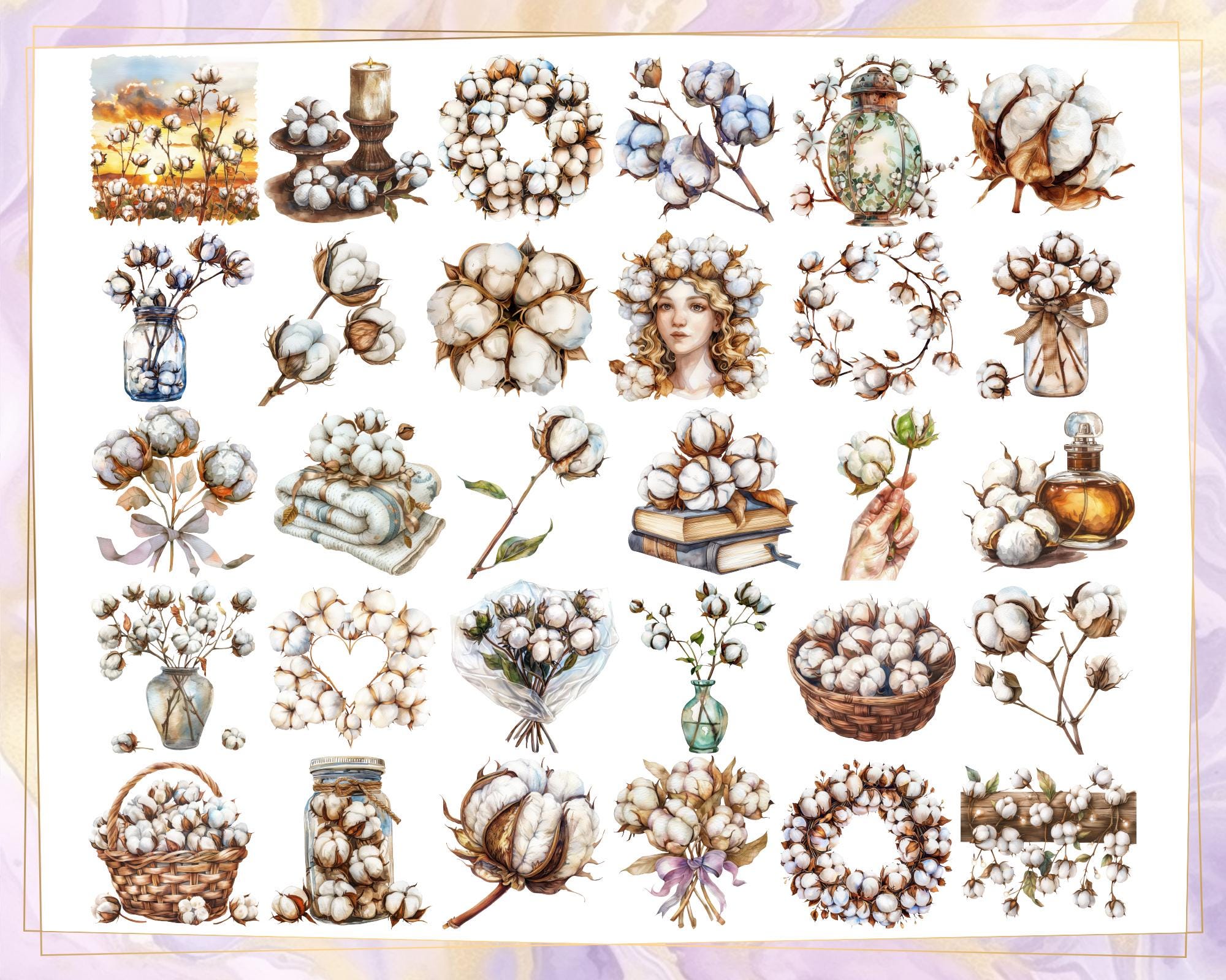 cotton-bolls-png-clip-art-illustrations-soft-white-clumps-of-cotton