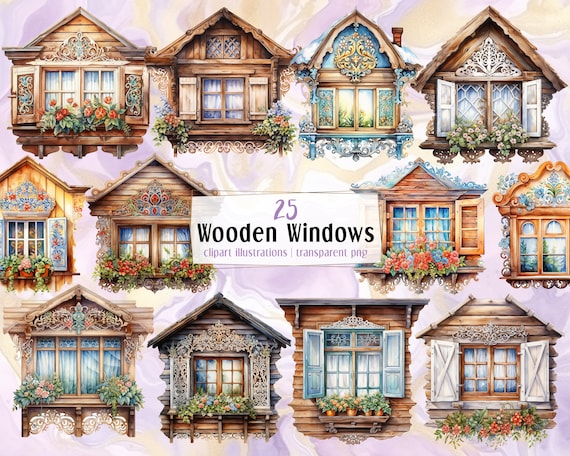Wooden Windows. Slavic Village Traditional Carved Style Ornate ...