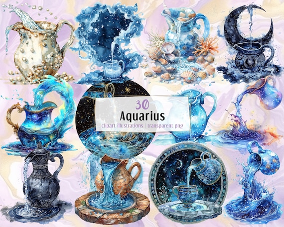 Aquarius Illustrations. Birthday Zodiac Astrology Sign ...