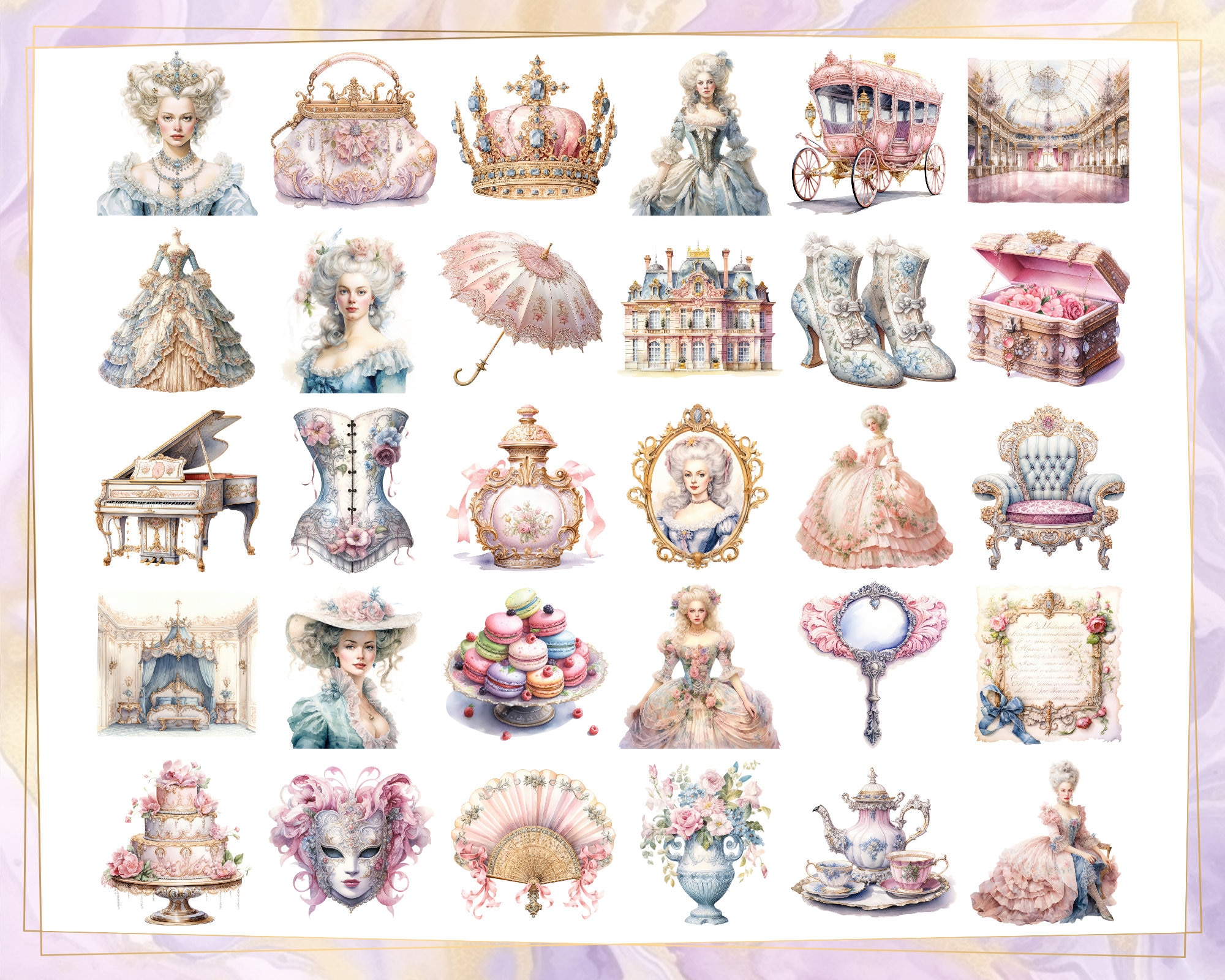 マリー・アントワネットのイラスト。フランスの女王、明るいパステル