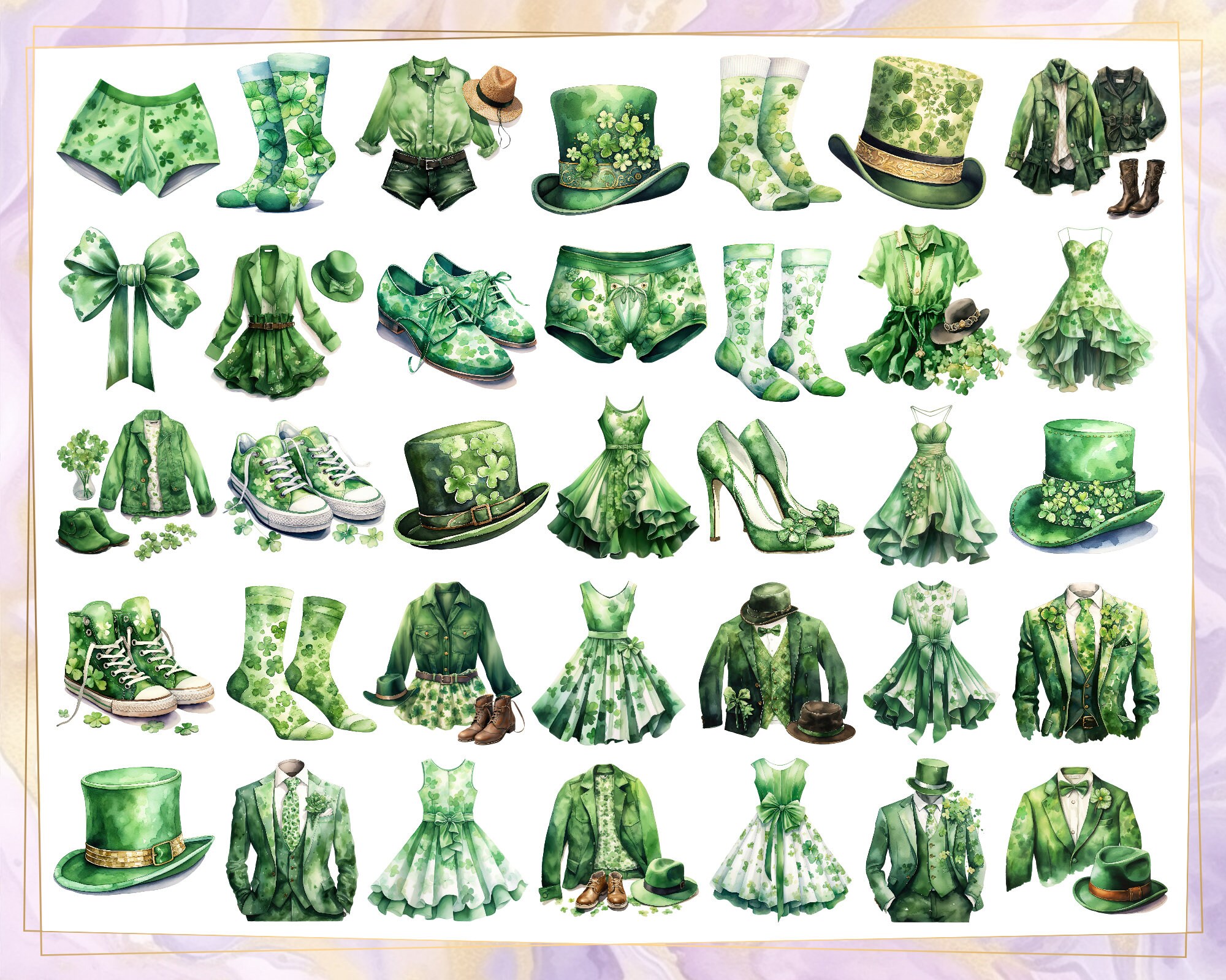 HOWAF 3 Paires Chaussettes Saint Patrick Montantes Trèfle Vert - Chaussettes Rayées Hautes