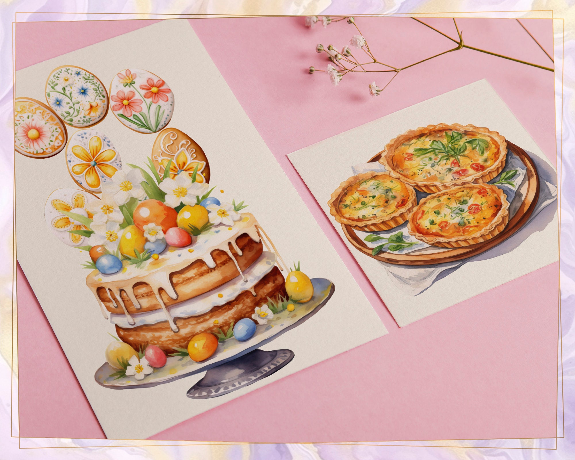 Easter Food Illustrations. Traditional Festive Holiday Brunch, Hot ...