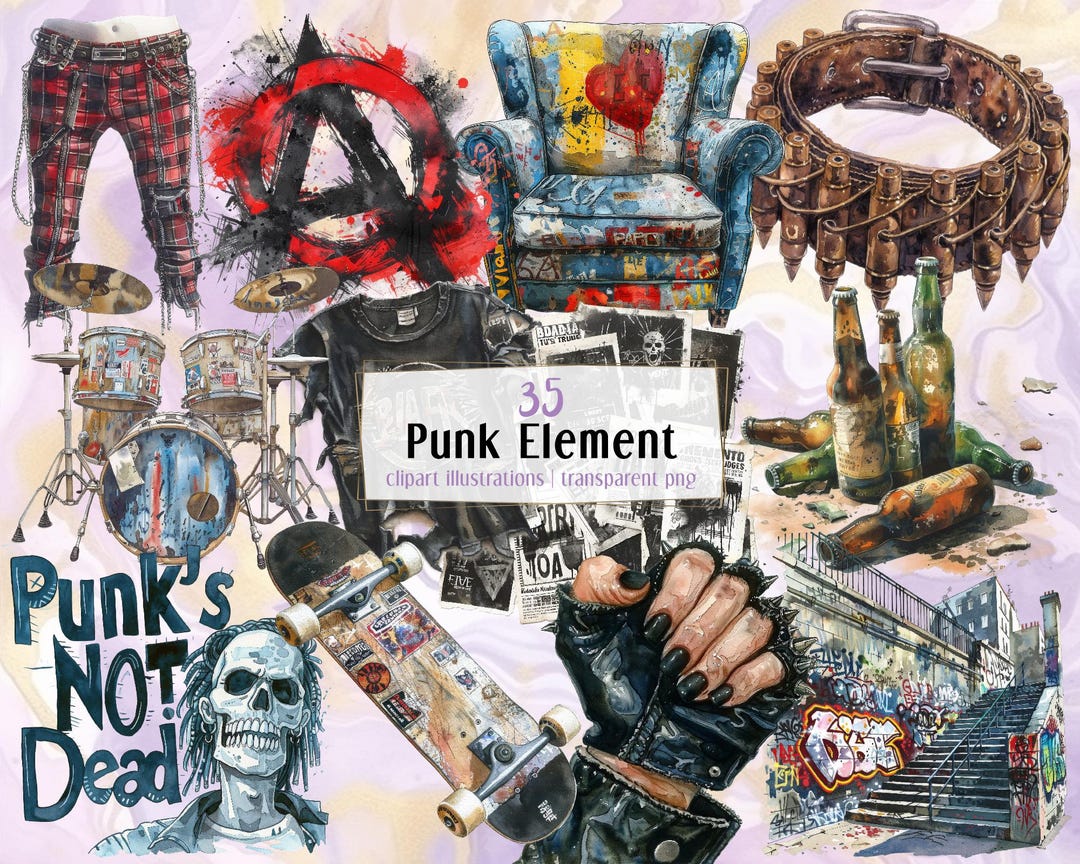 Punk Design Element Punk Element Illustrations. Alternative Subculture Style Fashion ...