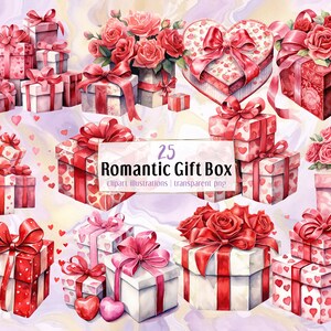 Romantic Gift Box Illustrations. Valentine's Day Boxes Piles, Heart ...