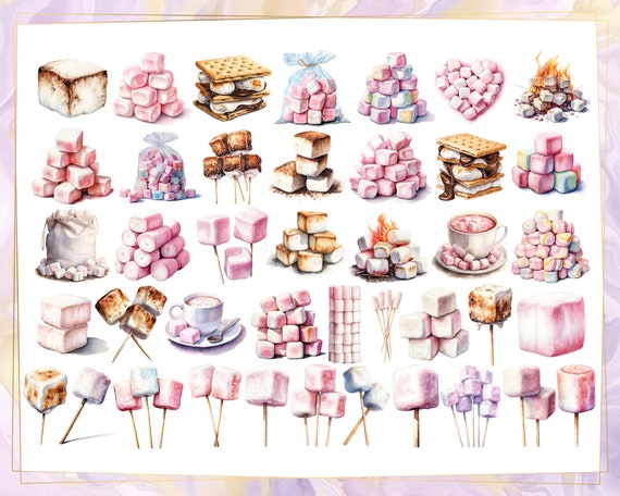 マシュマロのイラスト。おいしい甘いキャンディー、甘いゼラチン菓子