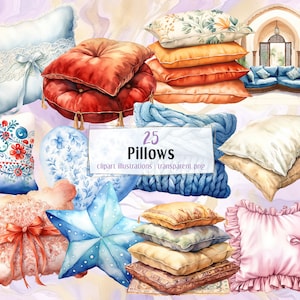 Ilustrações de almofadas. Pilha de travesseiro colorida, malha de renda com babados, formato de estrela e coração, manta e decoração, decoração de cama | clipart PNG