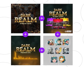 Dark Realm Animated Stream/Twitch Overlays Ultimate Bundle |  Dark Fantasy Stream Package | Stream Overlays, 3D Alerts, Emotes and Sound FX.