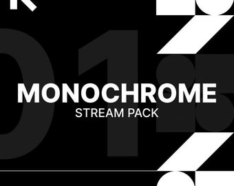 Monochrome Animated Stream/Twitch Overlays |  Minimal/Black + White Stream Package | Alerts, Webcam Overlays, Scenes, Transitions, Panels