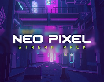 Neo Pixel Animierter Stream/Twitch Overlays Paket |  Retro/Pixel Art Stream Paket | Warnungen, Webcam-Overlays, OBS-Szenen, Übergänge, Panels
