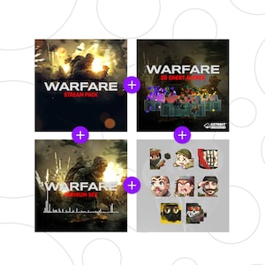 Warfare Ultimate Stream/Twitch-overlaysbundel | FPS/militair streamerpakket | Stream-overlays, 3D-waarschuwingen, emotes en Sound FX.