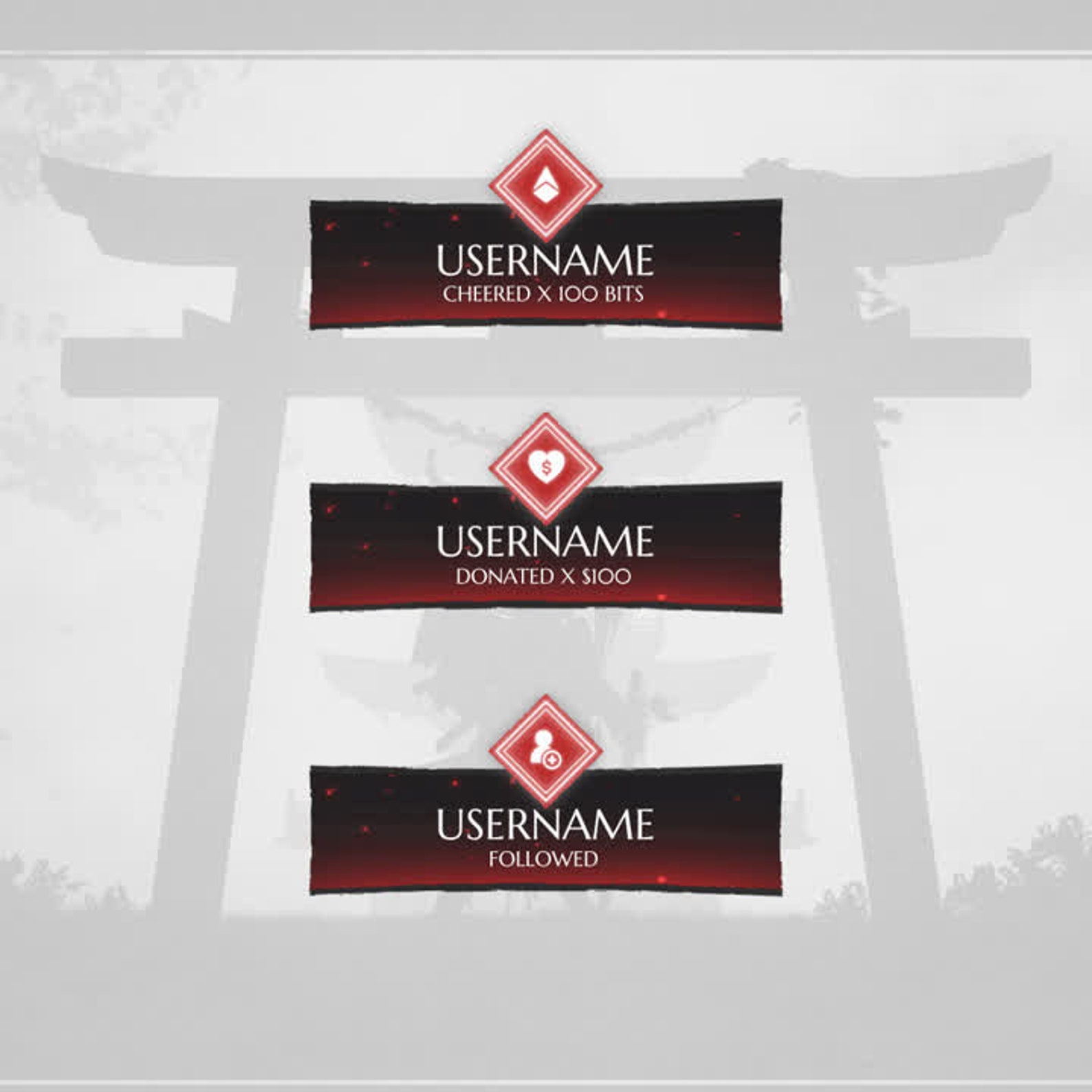 Shogun Animated Stream/twitch Overlays Pack Samurai/japanese Streamer