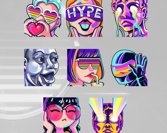 Hyperchrome Animated Emotes | 80s Retro Gaming, Synthwave | | Formatted for Twitch, YouTube and Facebook Gaming