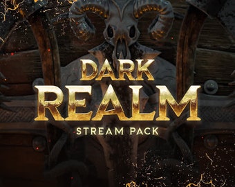 Ensemble d'incrustations de flux animés Dark Realm | Superpositions fantaisie Twitch | Alertes, superpositions de webcam, scènes OBS, transitions, panneaux