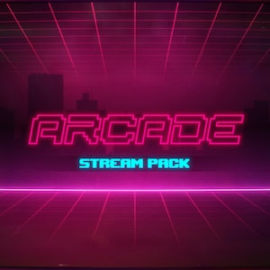 Arcade Animated Stream/Twitch Overlays Pack |  Retro gaming Streamer Package | Alerts, Webcam Overlays, OBS Scenes, Transitions, Panels