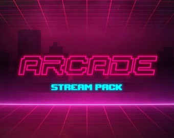 Arcade Animated Stream/Twitch Overlays Pack |  Retro gaming Streamer Package | Alerts, Webcam Overlays, OBS Scenes, Transitions, Panels
