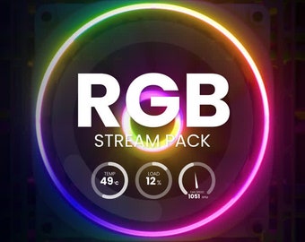 RGB Animated Stream/Twitch Overlays Pack |  Colourful Streamer Pack | Alerts, Webcam Overlays, OBS Scenes, Transitions, Panels