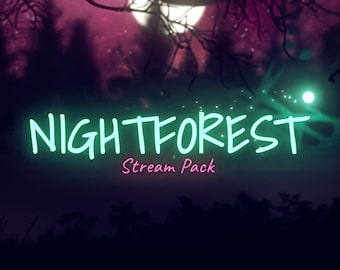 Night Forest Animated Stream Package | Magic Twitch Overlays | Alerts, Webcam Overlays, OBS Scenes, Transitions, Panels