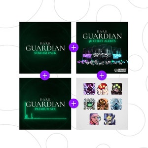 Dark Guardian Animated Stream/Twitch Overlays Ultimate-bundel | Sciencefiction/fantasie | Stream-overlays, 3D-waarschuwingen, emotes en Sound FX.