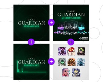 Dark Guardian Animated Stream/Twitch Overlays Ultimate bundle | Sci-fi/Fantasy | Stream Overlays, 3D Alerts, Emotes and Sound FX.