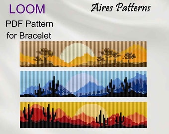 Miyuki Delica Bead Loom Bracelet Patterns: Desert Sunrise Sunset (PDF Pattern)