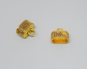Antique Gold Oval End Caps: Flat Leather Cord Jewelry Clasps