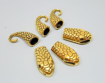 Fermoirs tête et queue de serpent en or antique : connecteurs de bijoux
