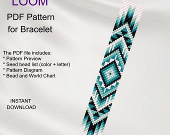 Ethnic Inspired Bead LOOM Bracelet Pattern: Miyuki Delica PDF (Instant Download N_97)