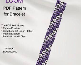 幾何学模様のビーズ織りブレスレットパターン：ミユキデリカ（PDFパターン）G_122
