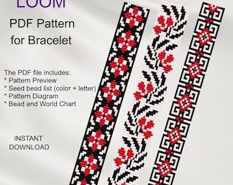Ethno Perlen Loom Armband Muster, Miyuki Delica (PDF Download) S_75