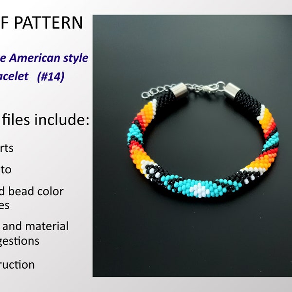 PDF Pattern Native American Indian style Bracelet, Beaded Crochet Rope Bracelet