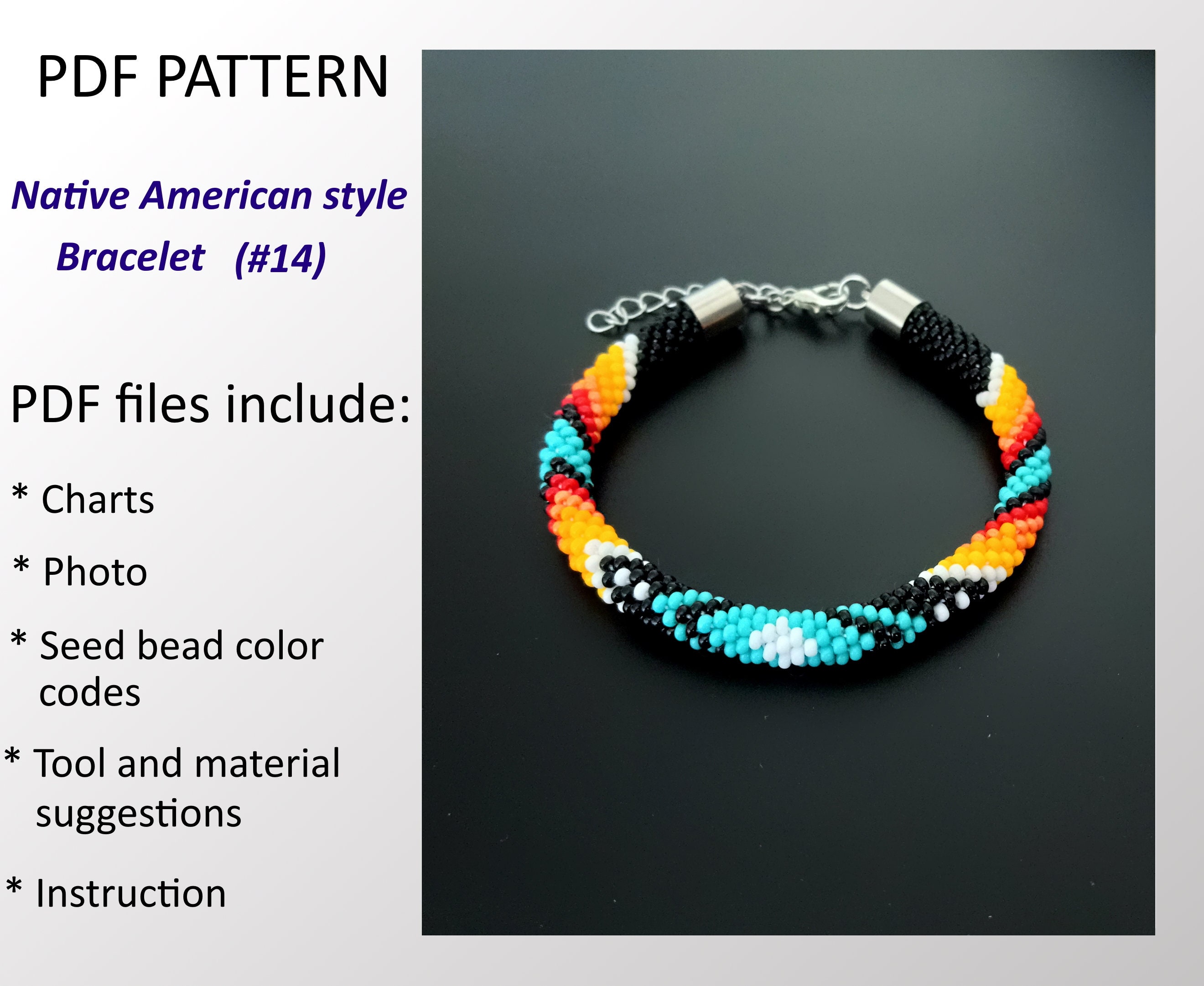 35 Beaded Crochet Patterns to Add Sparkle, Texture, and Giftable Charm 34 Beaded Crochet Bracelet Pattern: Native American Style #14