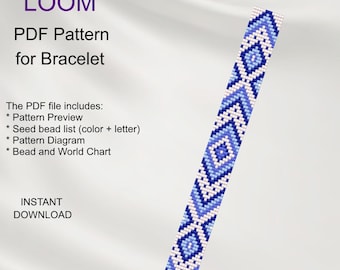 Armbandpatroon kralenweefgetouw: geometrisch Miyuki Delica (pdf-download) G_13