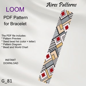PDF ビーズルームブレスレット幾何学模様、ミユキデリカ PDF パターン、ビーズの即時ダウンロード G_81