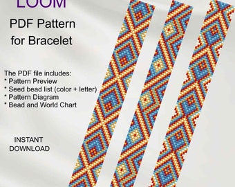 Geometrisches Perlen Loom Armband Muster: Miyuki Delica (PDF Download) S_14