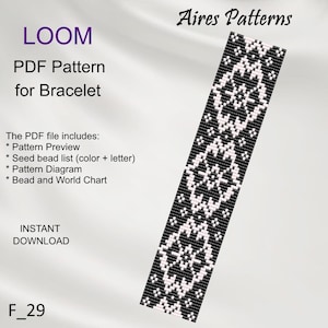 PDF Bead loom Floral bracelet pattern, Flower Miyuki Delica PDF Pattern, Beading instant download F_29