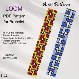 2 個セット、幾何学ビーズ ルーム ブレスレット パターン、ミユキ デリカ PDF パターン、ビーズの即時ダウンロード S_11