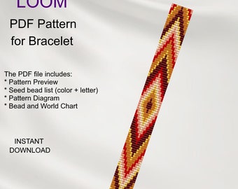 Patrón de pulsera para telar de cuentas Miyuki Delica: Inspiración étnica (Patrón en PDF) N_2 Marrón