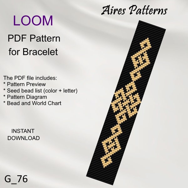 Patrón de pulsera Bead LOOM: Miyuki Delica geométrica (patrón en PDF) G_76