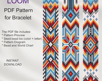 ミユキデリカビーズ織りブレスレットパターン：ネイティブアメリカン風（PDFダウンロード）S_65