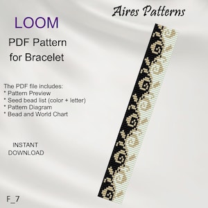 PDF Bead loom bracelet Flower pattern, Miyuki Delica PDF Pattern, Beading instant download F_7