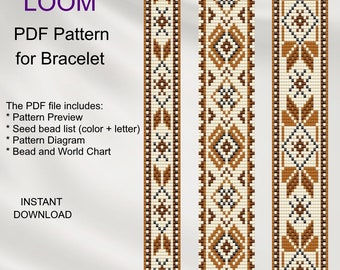 Ethno Perlen Loom Armband Muster: Miyuki Delica 3er Set (PDF Muster) S_44